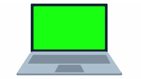 Monitor laptop with green screen animated alpha channel Stock Footage
