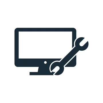 Monitor, LCD, LED Wrench Icon Design Template Elements Stock Illustration