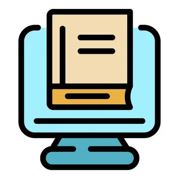 Monitor learning icon color outline vector イラスト素材