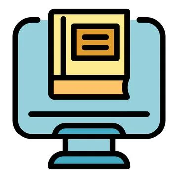 Monitor learning icon color outline vector Stock Illustration
