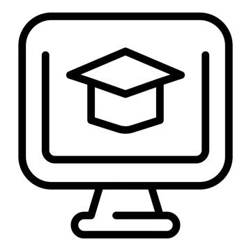 Monitor learning icon outline vector. School training Stock Illustration