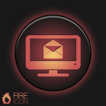 Monitor, letter envelope, mail icon Stock Illustration