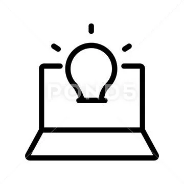 Monitor light bulb icon vector. Isolated contour symbol illustration ...