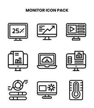 Monitor Line Collection Icons Pack Ilustración de archivo