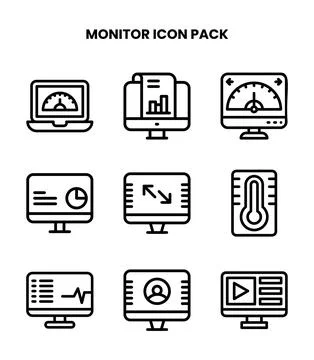 Monitor Line Design Icons Pack Illustrazione stock