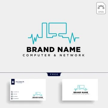 Monitor line digital technology logo template vector illustration icon elemen Stock Illustration