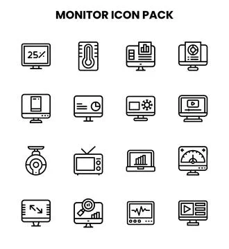 Monitor Line Graphics Icons Pack Stock-Illustration