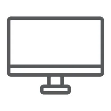 Monitor line icon, desktop and device, computer display sign, vector graphics, a Illustrazione stock