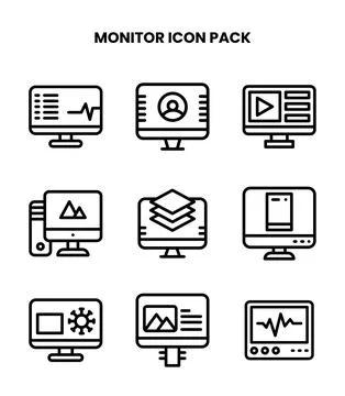 Monitor Line Set Icons Pack イラスト素材