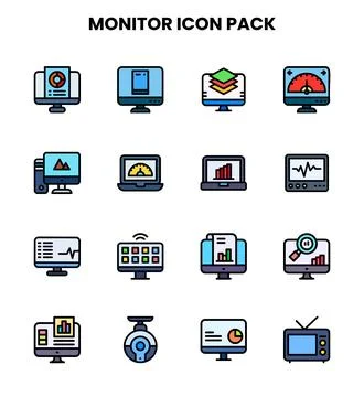 Monitor Lineal Color Vector Icons Pack イラスト素材