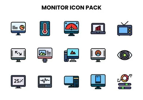Monitor Lineal Color Vector Icons Pack イラスト素材