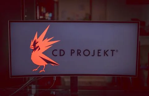 Monitor logo CD Projekt Red software house producer of video games, famous for Foto stock