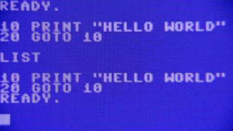 Monitor macro program print hello world 스톡 동영상 94497671