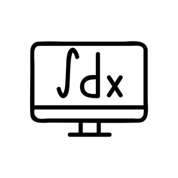 Monitor math icon vector outline illustration Stock Illustration