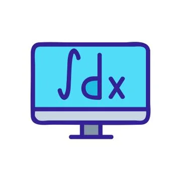 Monitor math icon vector outline illustration Stock Illustration