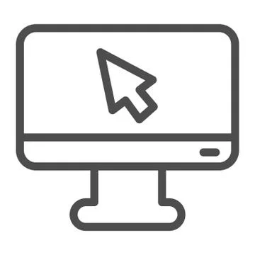Monitor with mouse pointer line icon, school concept, computer display and mouse Illustrazione stock