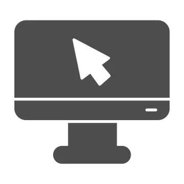Monitor with mouse pointer solid icon, school concept, computer display and Illustrazione stock
