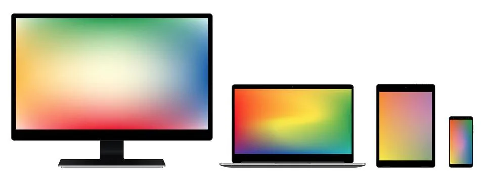 Monitor Notebook Tablet Smartphone collection Stock Illustration