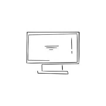 Monitor one line vector illustration art hand draw . Stock Illustration