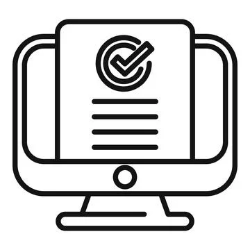 Monitor online access document icon outline vector. Regulated products Illustrazione stock