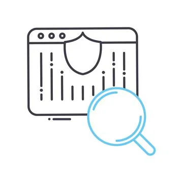 Monitor online data line icon, outline symbol, vector illustration, concept sign Illustrazione stock