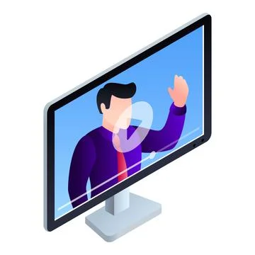 Monitor online webinar icon, isometric style Illustrazione stock