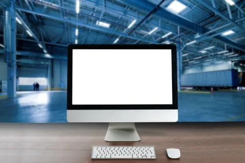 Monitor operation data on computer monitors working in the control room at fa Stock Photos