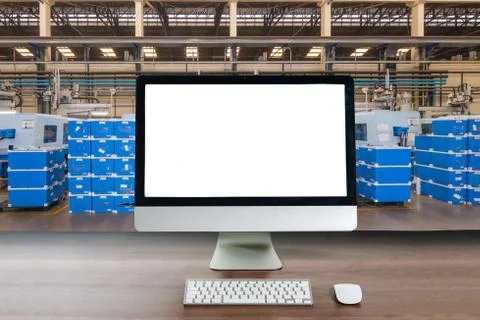 Monitor operation data on computer monitors working in the control room at fa Stock Photos