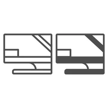 Monitor on original stand line and solid icon, monitors and TV concept, screen イラスト素材