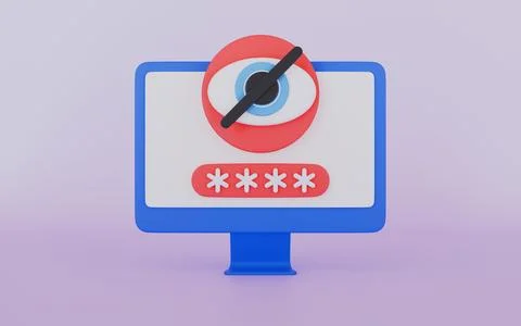 Monitor with a password field and lock icon, Password protection Stock Illustration