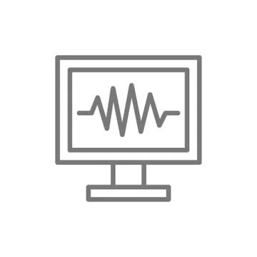 Monitor PC, computer screen line icon. Stock Illustration