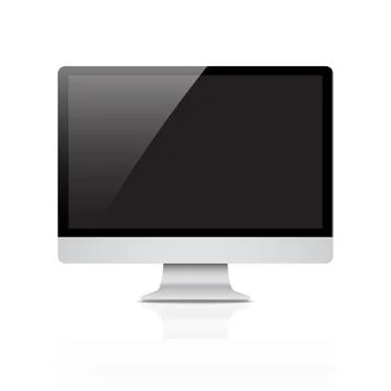 Monitor PC realistic with a blank screen on white background isolate, styli.. Stock Illustration