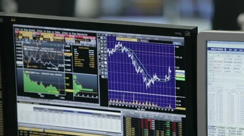 Monitor prices on the stock exchange  Stock Footage