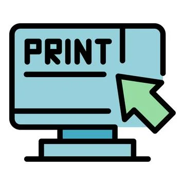 Monitor print icon vector flat Stockillustratie