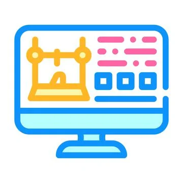 Monitor with printer settings color icon vector illustration Illustrazione stock