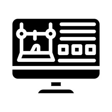 Monitor with printer settings glyph icon vector illustration Stock Illustration