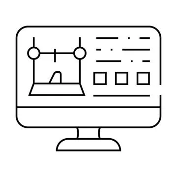 Monitor with printer settings line icon vector illustration Illustrazione stock