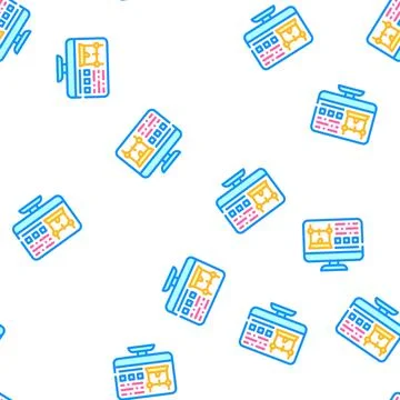 Monitor with printer settings vector seamless pattern Stock Illustration
