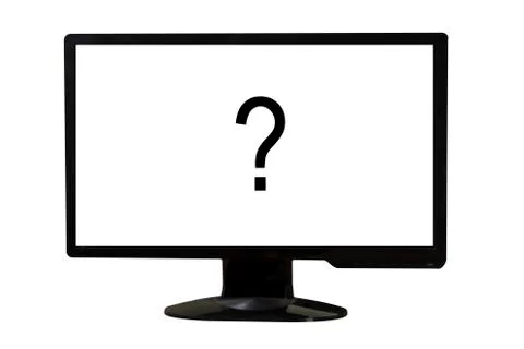 Monitor with question mark Stock Photos