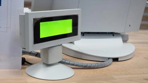 Monitor for queue line number. Stock Photos