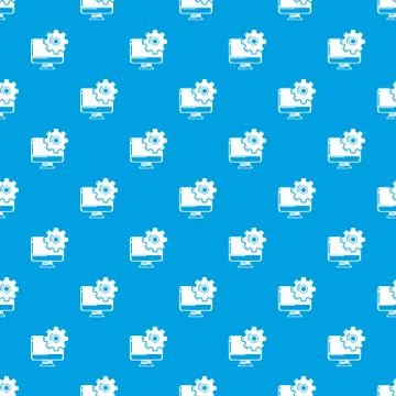 Monitor repair pattern seamless blue Illustrazione stock