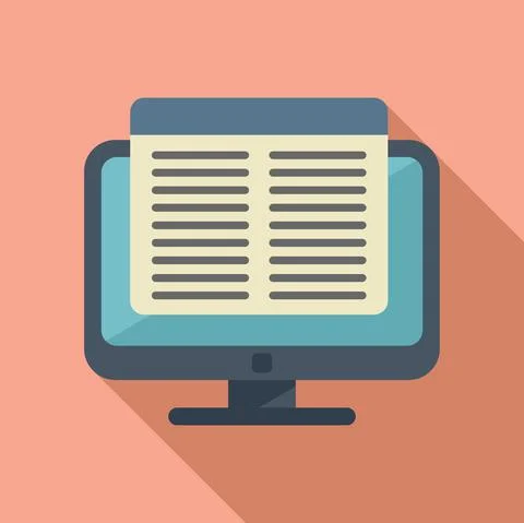 Monitor report icon flat vector. Market finance Illustrazione stock