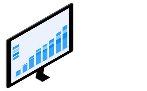 Monitor with rising graph, isometric Stock Illustration
