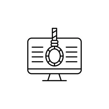 Monitor, rope icon. Element of social addict icon on white background Stock Illustration