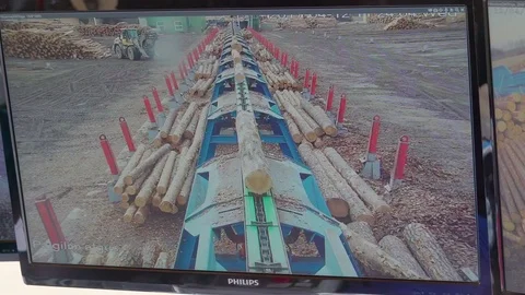 The monitor from the sawmill processing site Stock Footage 74862502