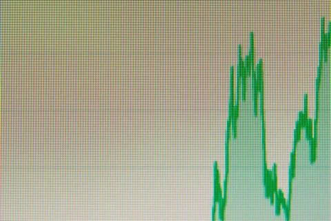 Monitor screen, bitcoin number 1. Pixels on the screen, macro. Stock-Fotos