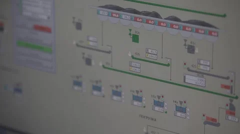 Monitor screen control room of coal processing Stock-Footage 47593743