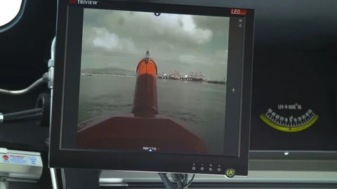 Monitor screen display water gun Stock Footage 116467697