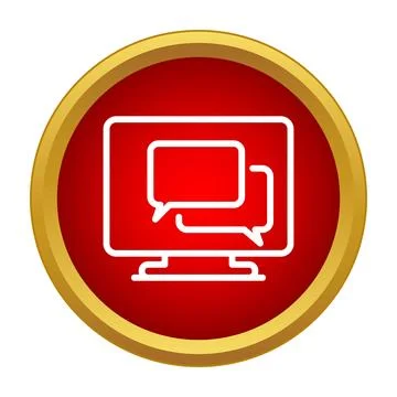 Monitor screen displaying chat speech bubbles icon Stock Illustration