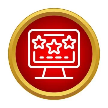 Monitor screen displaying star rating and customer feedback イラスト素材